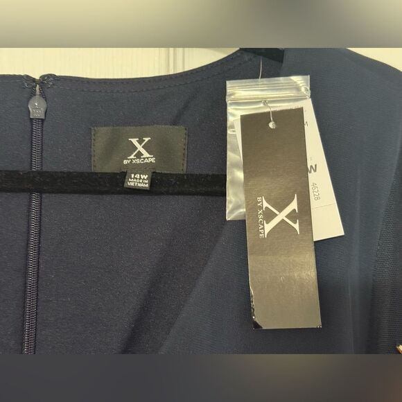 Xscape Women’s Beaded Maxi Dress Elegant Navy Blue Evening Gown Plus Size 14W - Picture 6 of 8